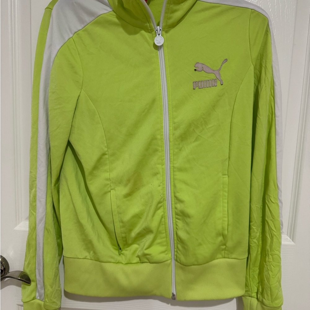 Puma Neon Green and White Track Jacket